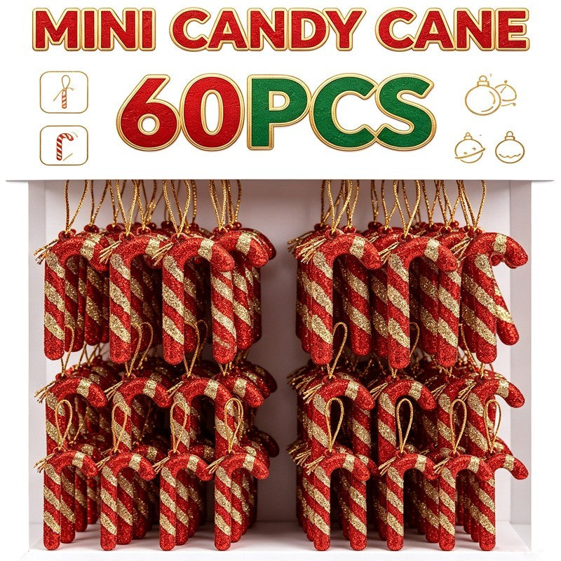 6/60Pcs Christmas Red Candy Lollipop Xmas Tree Hanging Pendant Candy Cane Ornaments Wreath Window Display Party Decor Supplies