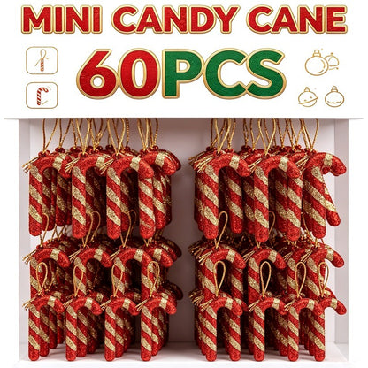 6/60Pcs Christmas Red Candy Lollipop Xmas Tree Hanging Pendant Candy Cane Ornaments Wreath Window Display Party Decor Supplies