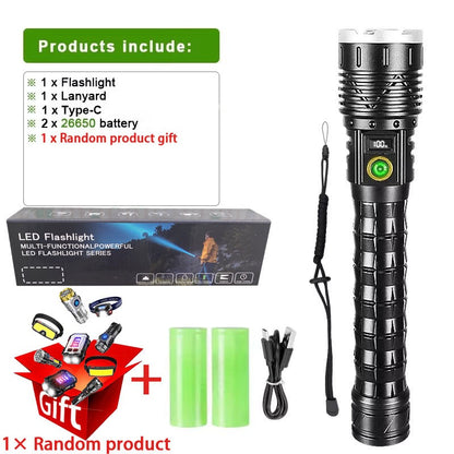 2025 New 15000mAh XHP390 Flashlights 10000000LM Ultra Powerful Flashlight Zoom USB Rechargeable Lantern Outdoor Camping Torch