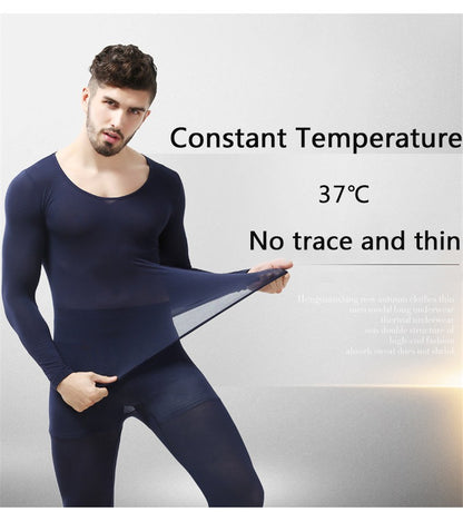 Winter 37 Degree Constant Temperature Thermal Underwear for Men Ultrathin Elastic Thermo Underwear Seamless Long Johns