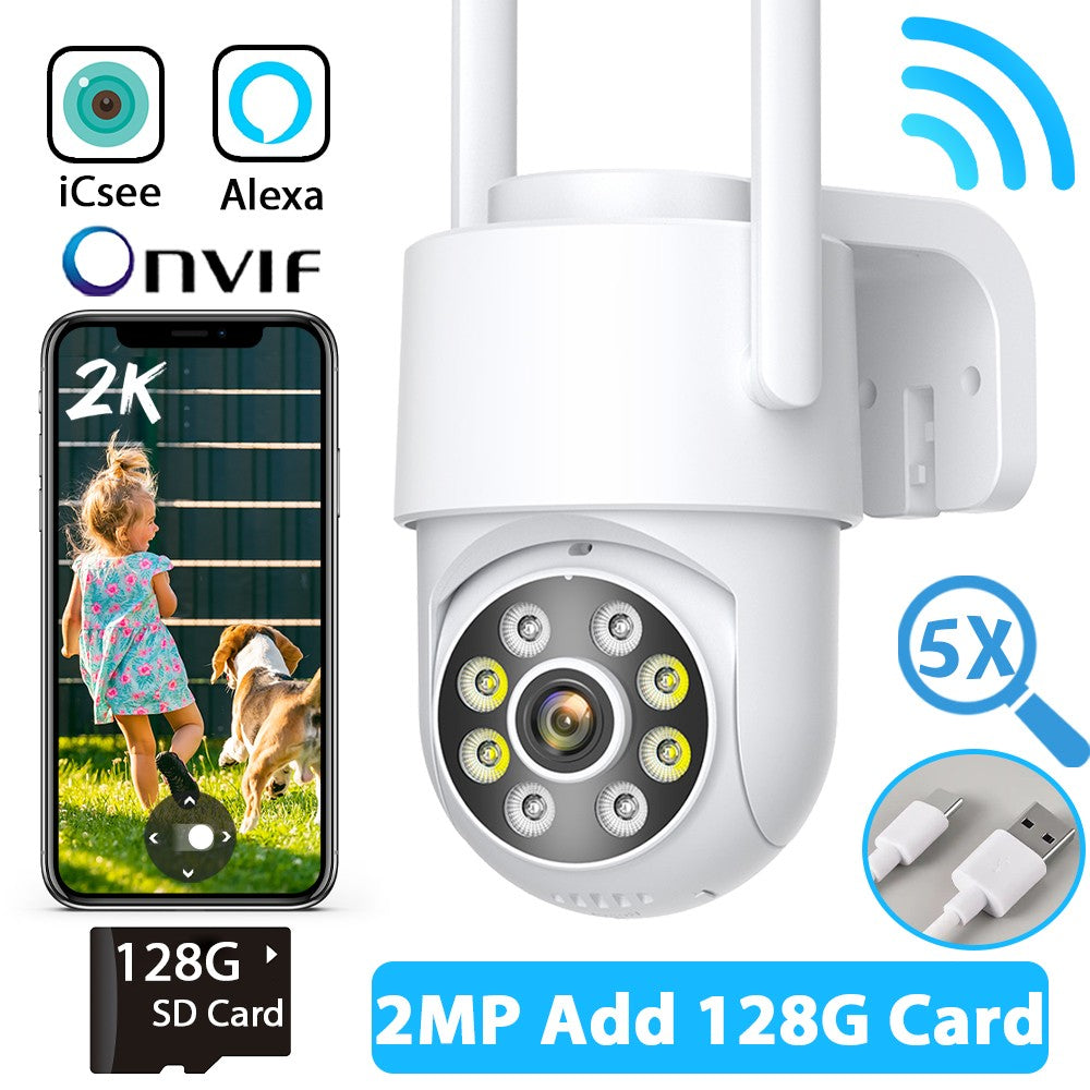 4MP 2K PTZ Wifi Camera ICsee HD Outdoor Surveillance Camera IP66 Waterproof Night Vision Human Detection Alert Home Security CAM