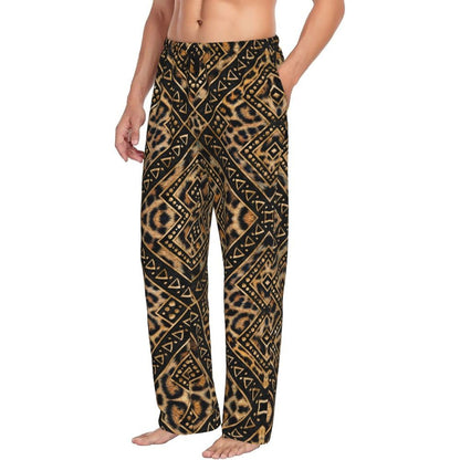 Custom Leopard Print Pajama Pants Men's Animal Skin Sleepwear Lounge Sleep Bottoms Stretch with Pockets