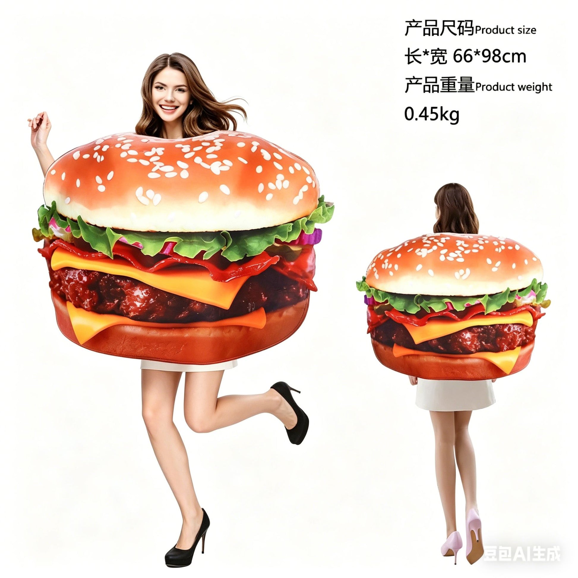 Adult Funny 3D Print Hot Dog Costume Halloween Food Sausage Pizza Burger French Fries Cosplay One-Piece Costume Party Jumpsuit