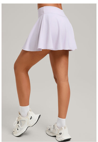 Women's Sports High Waisted Short Skirt Comfortable Breathable Belt Safety Pants and Pocket Tennis Workout Yoga Golf Mini Skirt