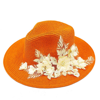 Chapéu de Palha Verão Estilo Flat Top Acessórios Abelha Chapéu de Sol Francês ao Ar Livre Protetor Solar Chapéu de Praia com Aba Grande