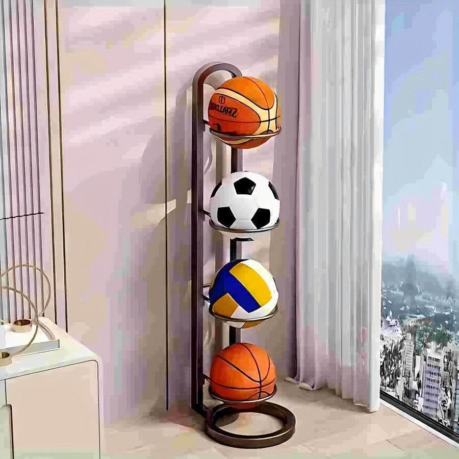 1PC Black Metal Sports Ball Organizer - for Balls, Multi-functional Storage Rack, Perfect Holiday Gift shelves