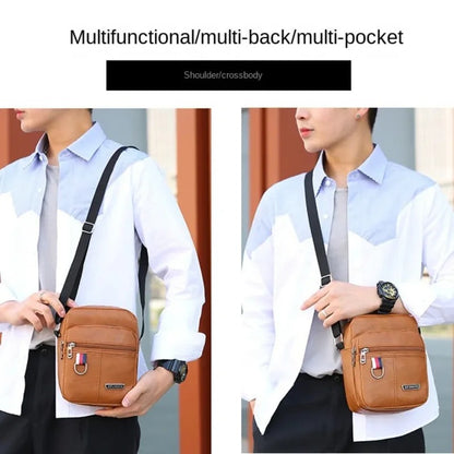 Crossbody Bag Men's High Quality PU Leather Shoulder Bag Large Capacity Chest Bag Fashion Casual Solid Color Crossbody Bag