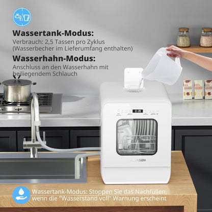 Smart Countertop Dishwasher, Touch Screen Compact Dishwasher, Quick Wash Portable Electric Dishwasher for Home Kitchen