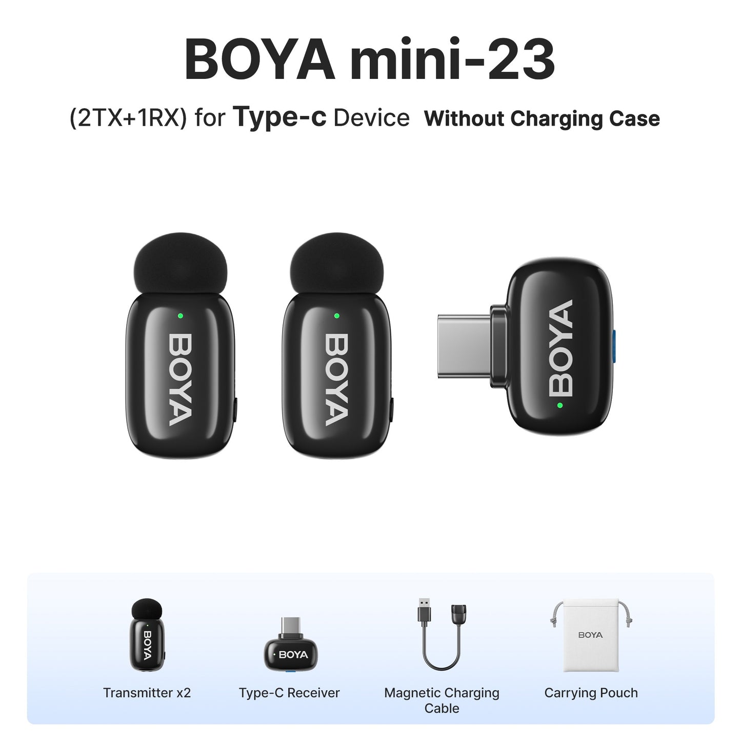 BOYA BOYA Mini Microfone de Lapela Sem Fio para iPhone 15/16 Android Celular Dispositivos USB-C para Gravação de Vídeo Transmissão ao Vivo Vlog