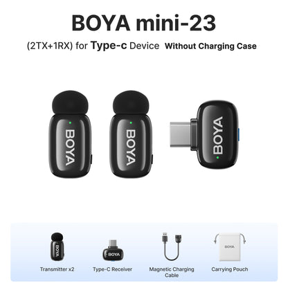 BOYA BOYA Mini Microfone de Lapela Sem Fio para iPhone 15/16 Android Celular Dispositivos USB-C para Gravação de Vídeo Transmissão ao Vivo Vlog