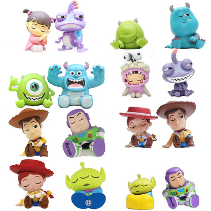 Bonecos de Anime Versão Q Toy Story Woody Alien Universidade Monstros James P. Sullivan Modelo Brinquedos Presente de Natal para Crianças