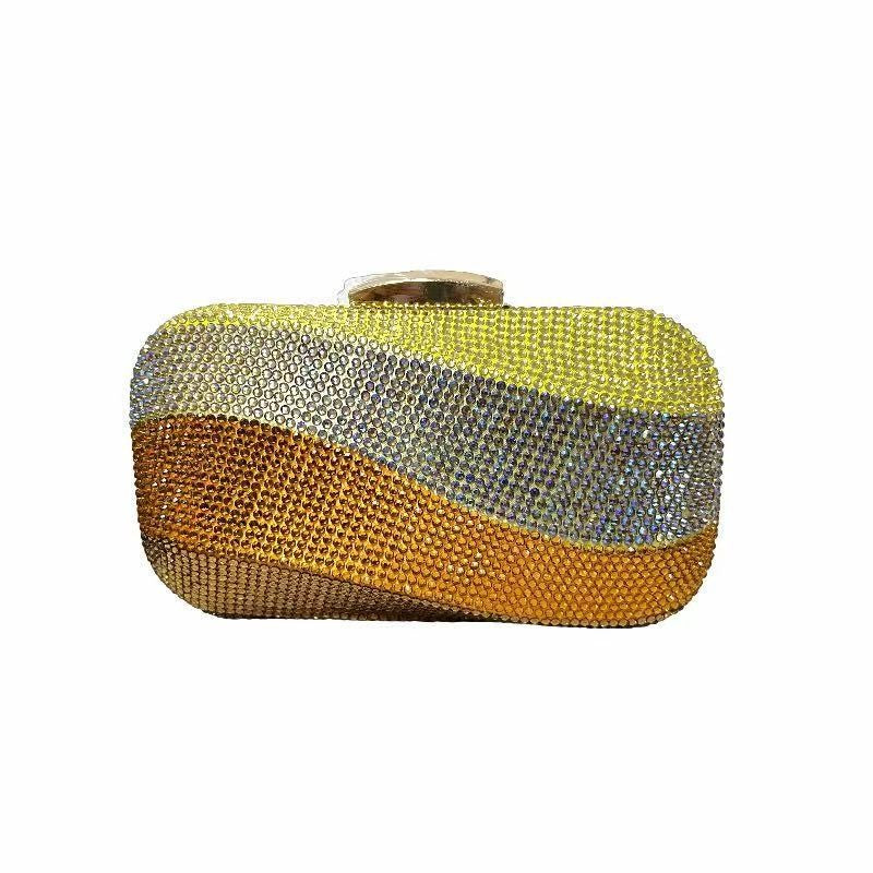Colorful Rainbow Colors Diamond Evening Purse Wedding Party Crystal Clutch Wallet Bag Banquet Gala Dinner Female Handbag
