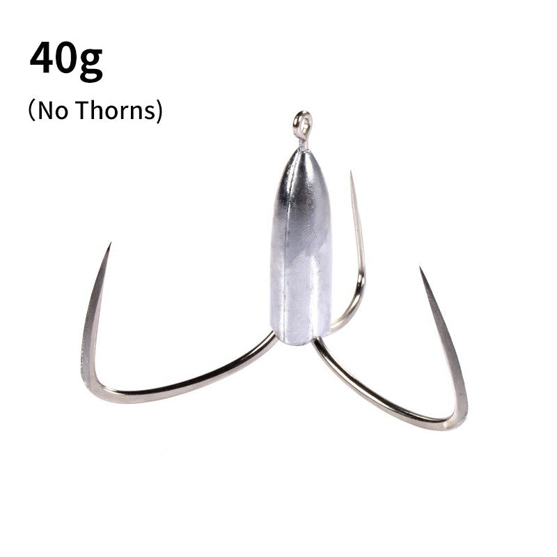 Anzóis de Pesca Triplos Prateados de Aço Carbono com Farpa 20g/30g/40g/50g/60g/80g Agulha de Pesca Acessórios de Pesca