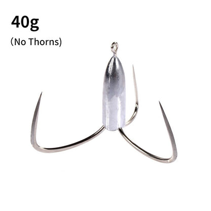 Anzóis de Pesca Triplos Prateados de Aço Carbono com Farpa 20g/30g/40g/50g/60g/80g Agulha de Pesca Acessórios de Pesca