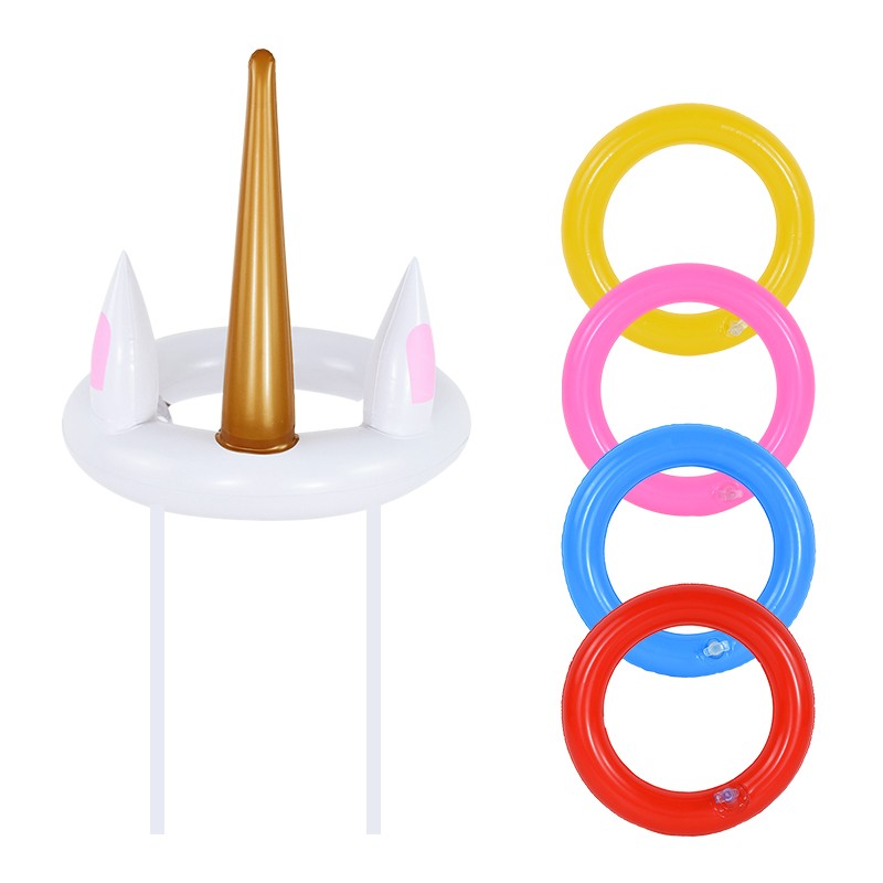Unicorn Inflatable Ring Toss Game Toys Kids Birthday Party Favors Gifts Hawaiian Summer Beach Pool Party Decoration Supplies