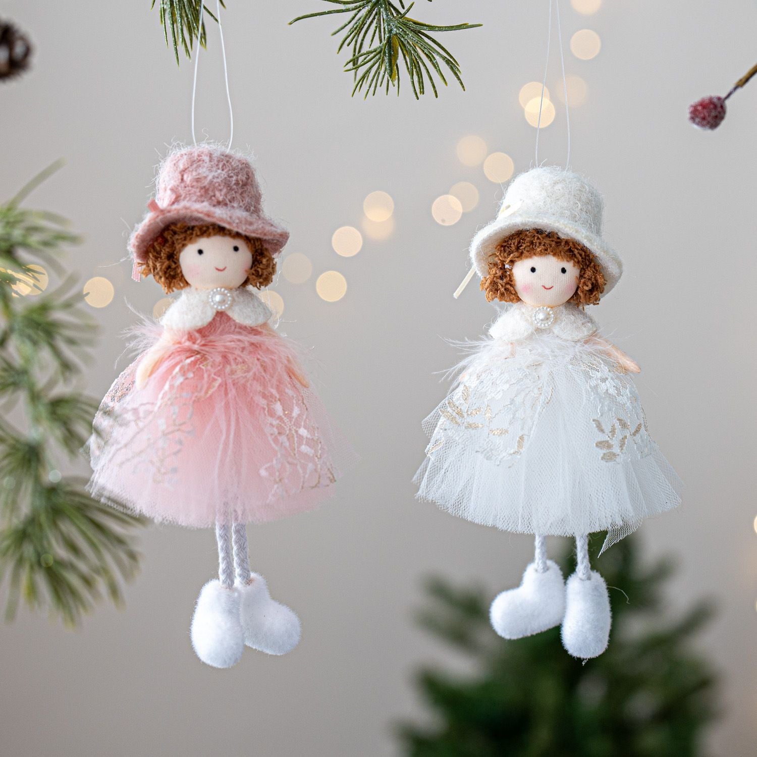 Christmas chiffon dress angel girl doll decoration Christmas tree pendant hanging decoration family New Year decoration