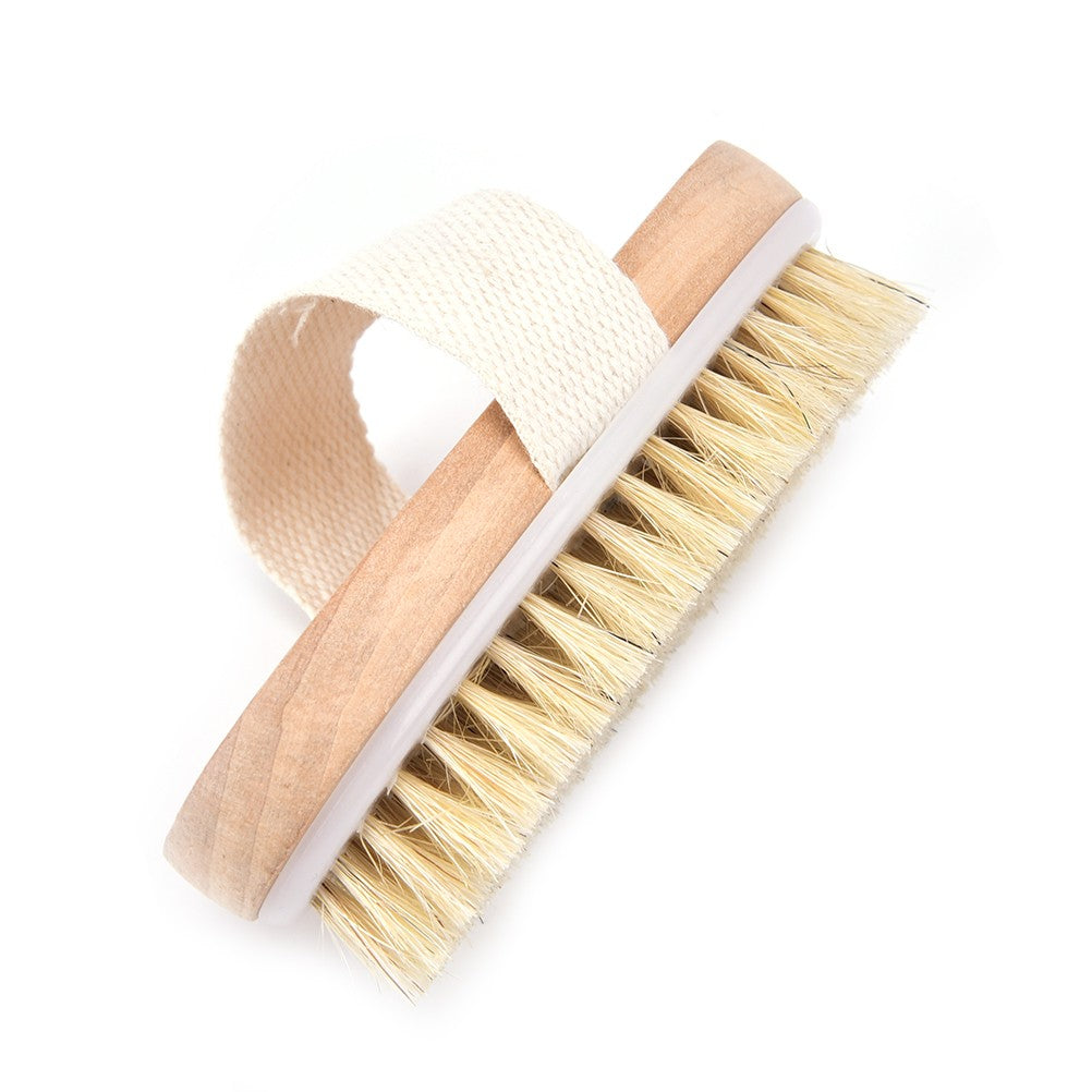 Escova de massagem de cerdas naturais para corpo, seca ou úmida, macia, para SPA, banho e massagem