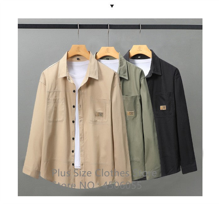 Loose Casual Boys Shirts Outdoor Long Sleeve Army Green Cotton 7XL 8XL 9XL 10XL 150KG Plus Size Cargo Blouses Black Men Clothes