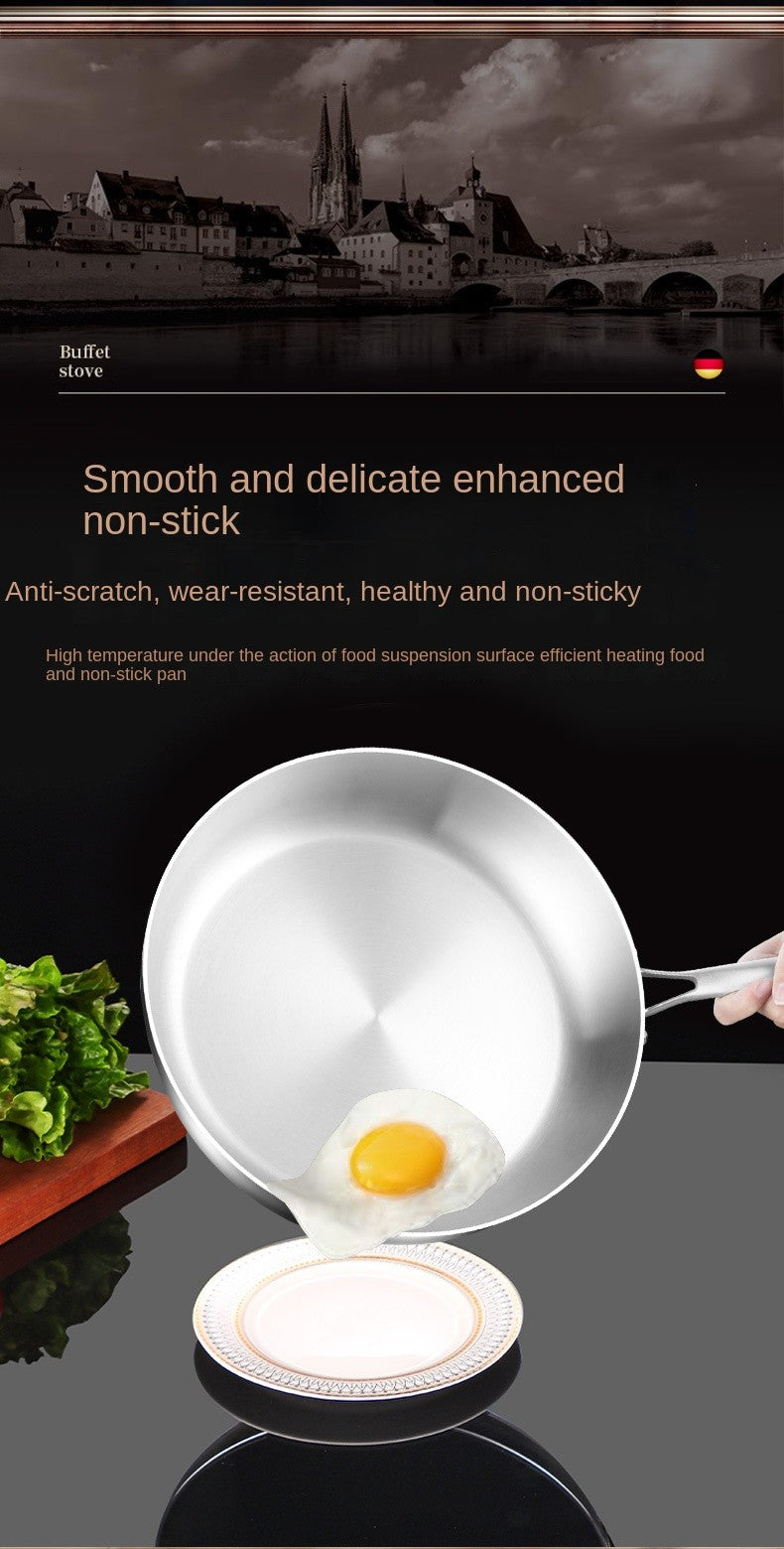 316 Stainless Steel Frying Pan Wok NonStick Pan Fried Steak Pot Uncoated Kitchen Cookware For Gas Stove and Induction Cooker Wok