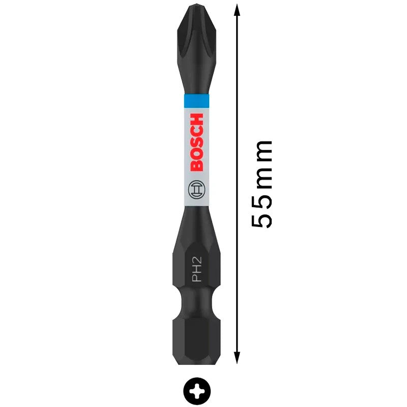 Pontas de chave de fenda de impacto BOSCH PH/PZ 55mm Aço modificado S2 Processo de tratamento térmico Ferramentas de fixação de alta durabilidade
