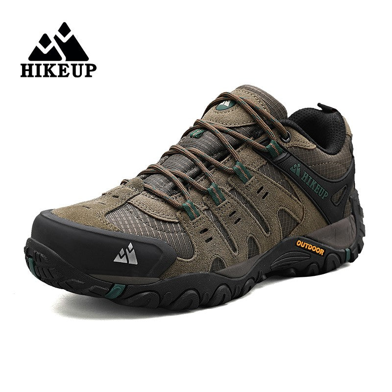HIKEUP Tênis Masculino de Caminhada em Couro Camurça, Calçados Outdoor Resistentes ao Desgaste Masculinos para Trekking, Caminhada, Caça e Tênis Táticos