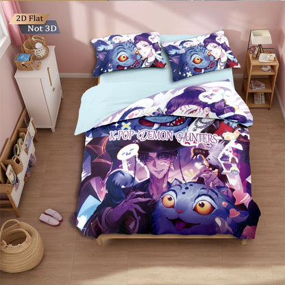 3pcsK-Pop Demon Hunters Printed Chipless Bedding, Multi Sized Bedding, Dormitory duvet Cover, Soft Machine Washable Decoration