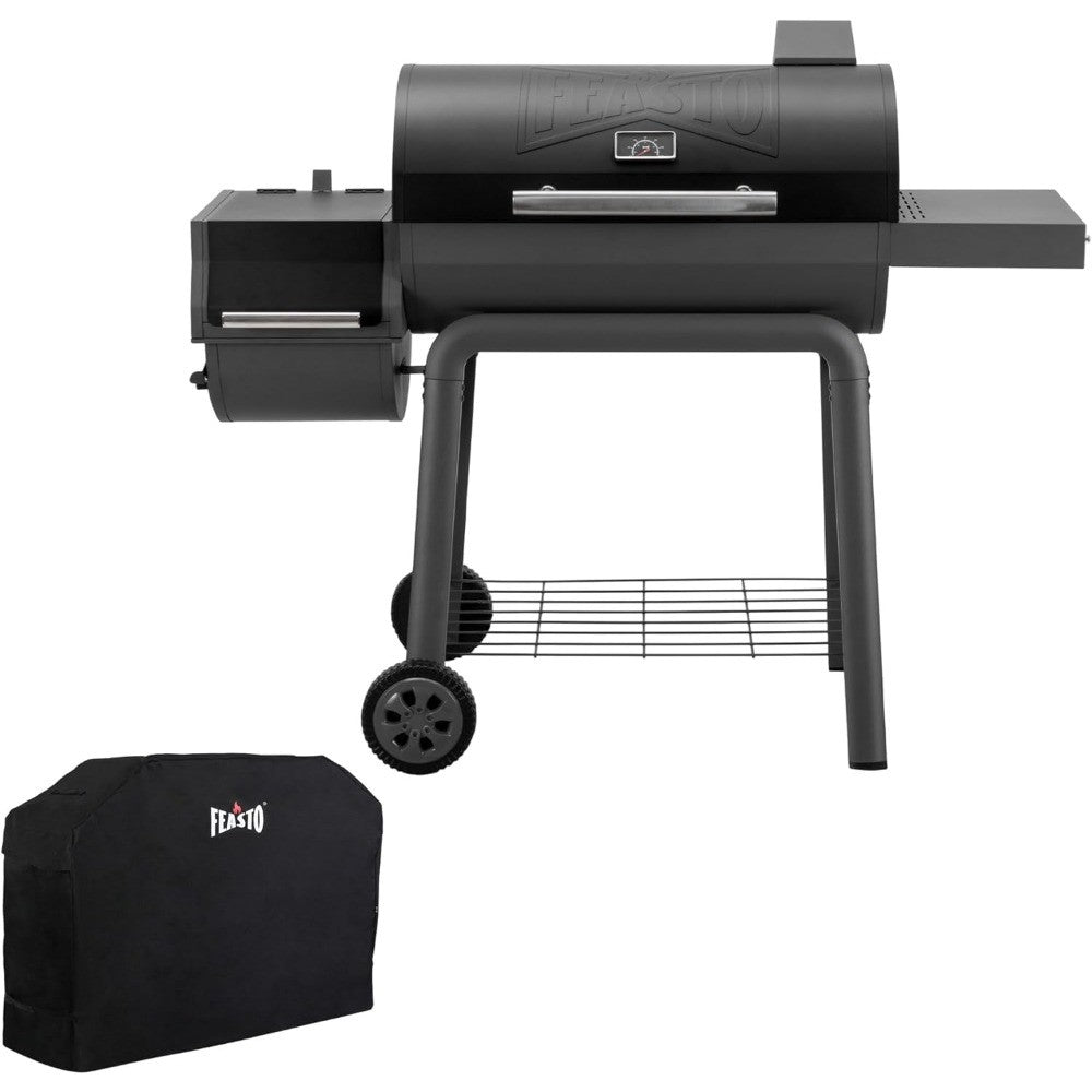 Outdoor Charcoal Grill with Cover and Offset Smoker, 832 Sq. In. Heavy-Duty BBQ Grill with Side Table for Backyard Cooking