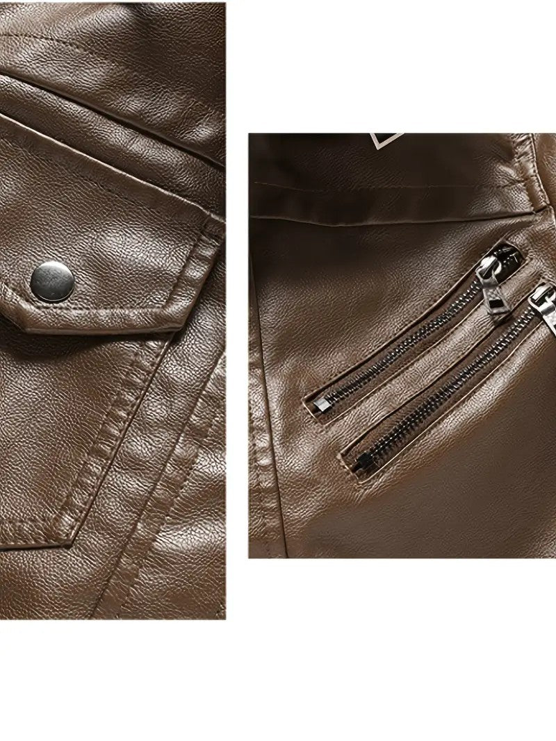 Motorcycle Leather Jackets Man Casual Fashion Motorcycle Coat Slim Fit Lapel PU Jackets Autumn Anti-wind Leather Coat Male