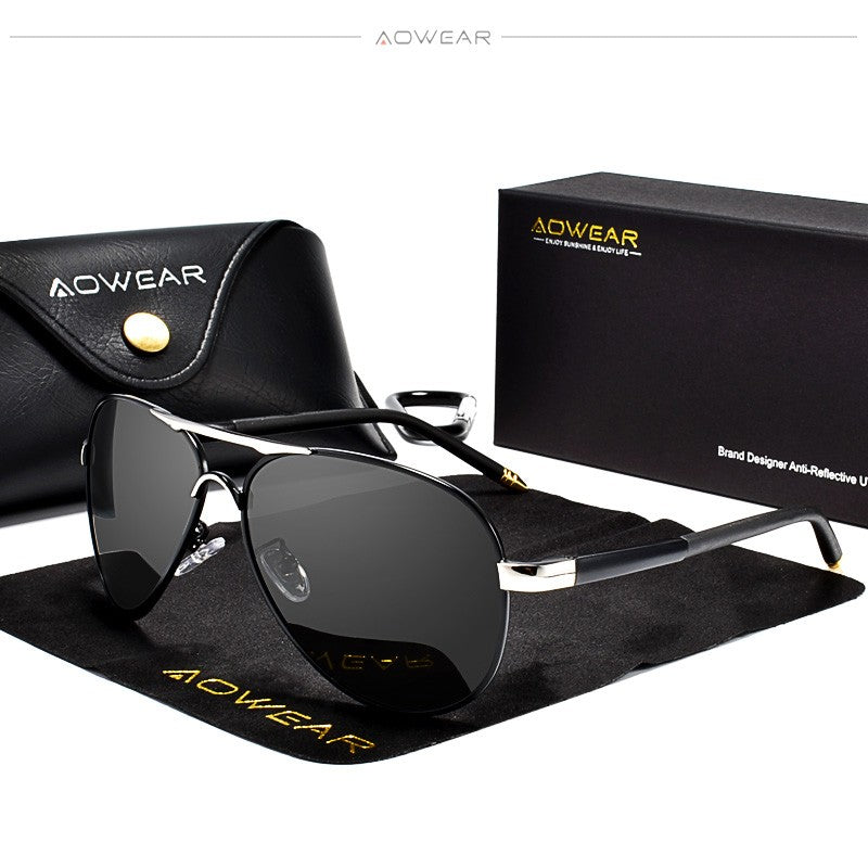Óculos de Sol Masculino AOWEAR de Aviador Polarizado Espelhado Para Homem HD Dirigir Piloto Óculos de Sol lunettes de soleil homme