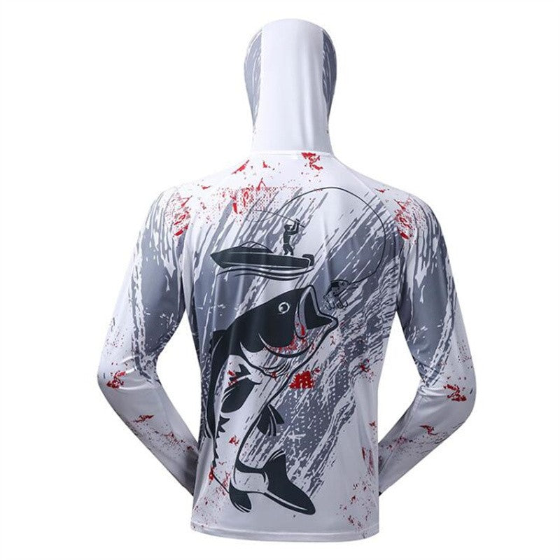 Moletom Profissional de Pesca com Máscara Anti-UV Protetor Solar Roupas de Proteção Solar Camisa de Pesca Respirável Secagem Rápida Camisa de Pesca