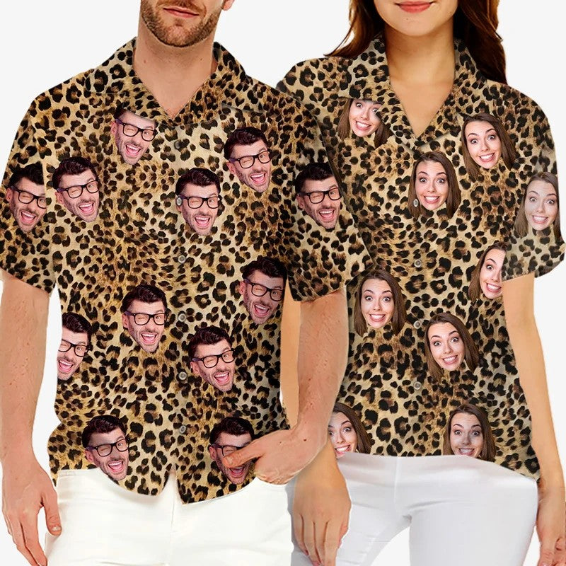 Full Print Custom Photo Hawaii Shirts Family Personalized Custom Face Unisex Hawaiian Beach Shirt Gift For Family Members