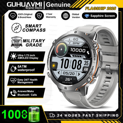 Smartwatch T-Rex 3 Militar Bateria 1000mAh 10ATM À Prova D'água GPS Bússola Altímetro Chamada AMOLED Masculino Natação Esportivo