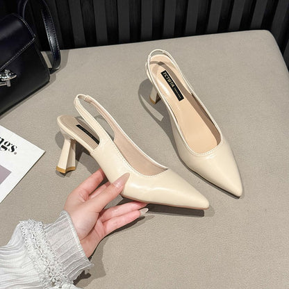 New style pointed-toe fashionable high heels women's thin-heel outdoor toe-cap sandals with shallow back opening single shoes