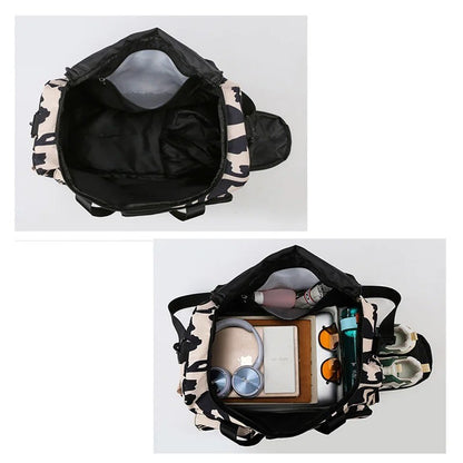 Travel Bag Women's Handbag Leopard Zebra Camouflage Waterproof Large Pull Rod Boarding Fitness Dry Wet Separation Luggage Bag