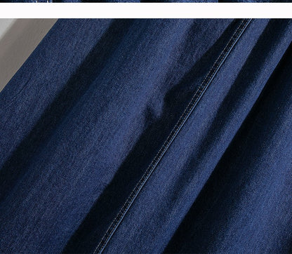 Plus Size Denim Skirt Women Summer 2025 New Korean Style High Waist A Line Pleated Long Jean Skirt Casual Women Maxi Skirt