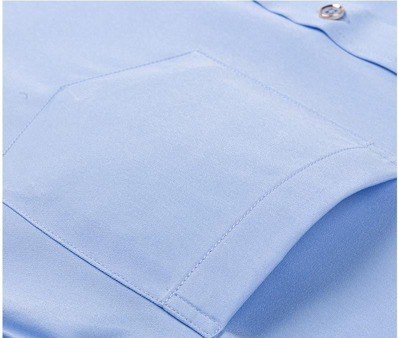 For Men's Business Dress Shirts Male Formal Button-Down Social Collar Camisa Social Elastic Anti-wrinkle Casual Men Shirt Pocket