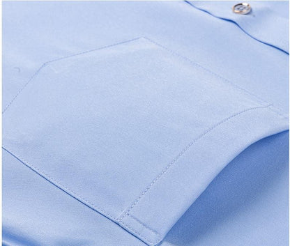 For Men's Business Dress Shirts Male Formal Button-Down Social Collar Camisa Social Elastic Anti-wrinkle Casual Men Shirt Pocket