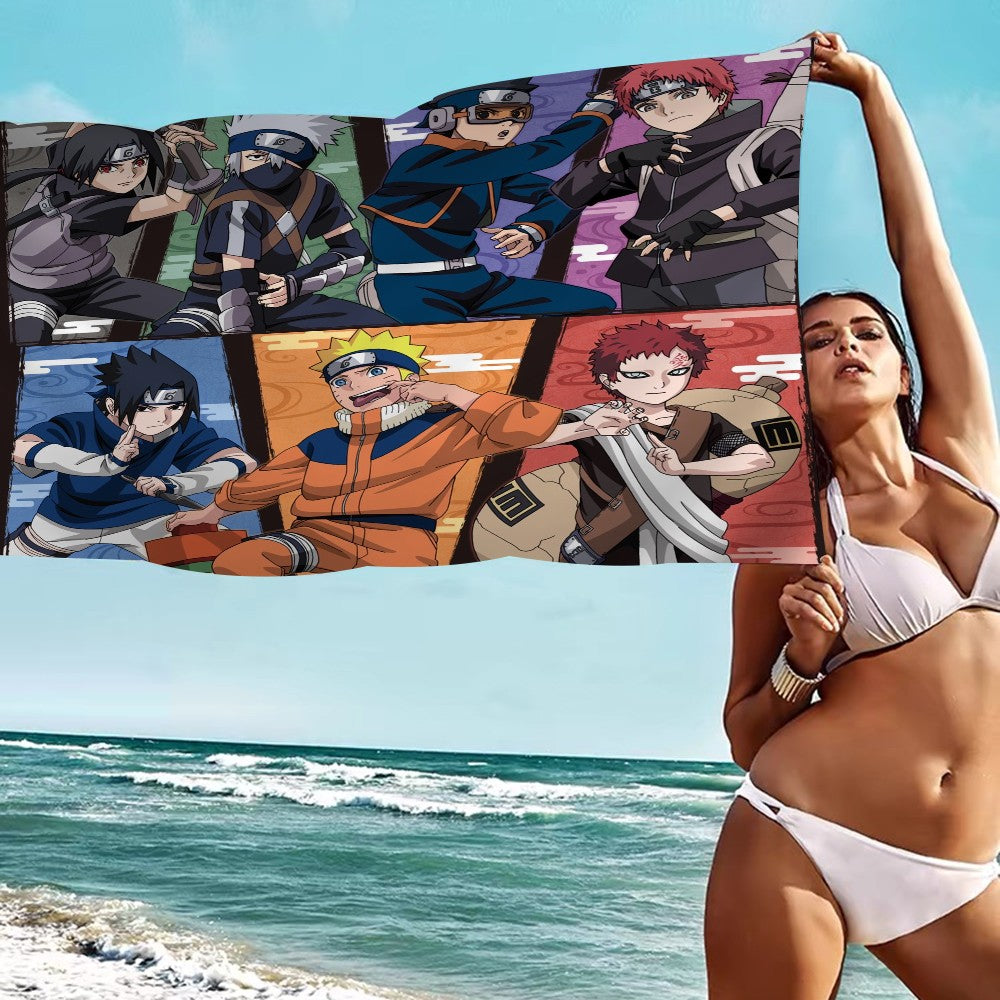 N-Naruto A-Akatsuki Anime Beach Swimming Towel Soft Absorbent Washcloth Children's Gifts for Kids Travel Camping Gym