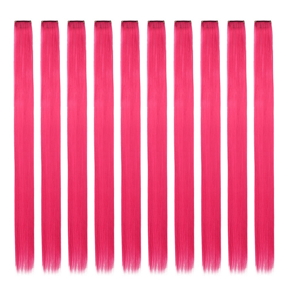 Mechas Coloridas Cabelo Sintético 10 Peças Extensões de Cabelo Liso 55 cm Com Presilha Aplique para Mulheres Festa Cosplay Presentes