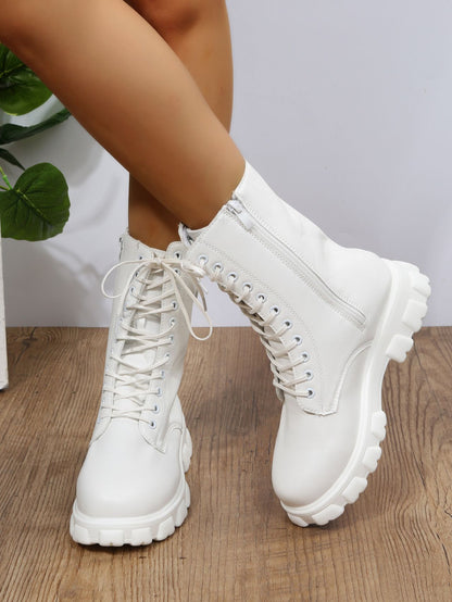 Autumn winter plus size new shoes Women Fashion Laceup Boots Chelsea Zipper Ladies  Sports Casual Heel  platform