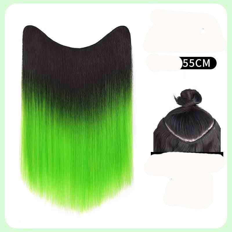 Extensões de Cabelo Sintético em V de uma Peça com 4 Clips Cabelo Liso Longo Peruca Cor 50CM Cabelo Falso Natural