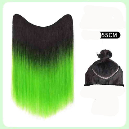 Extensões de Cabelo Sintético em V de uma Peça com 4 Clips Cabelo Liso Longo Peruca Cor 50CM Cabelo Falso Natural