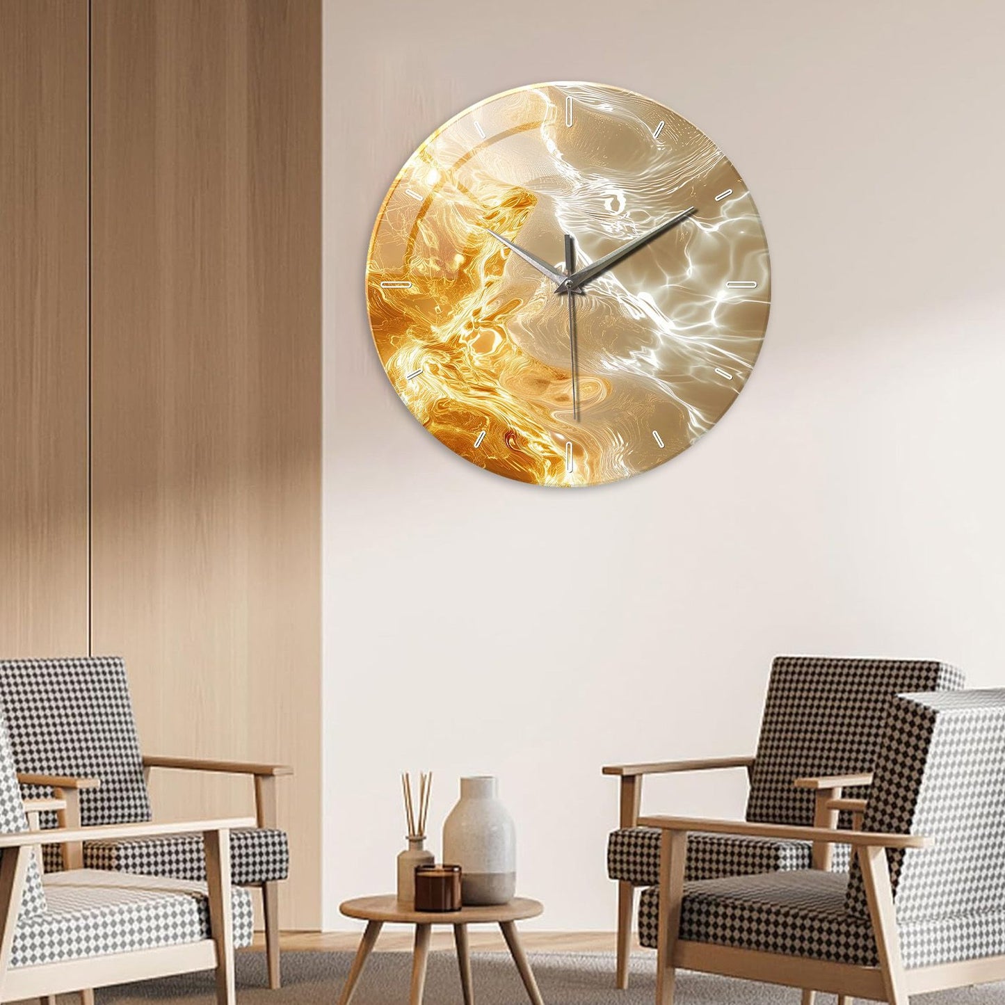 1pc glass wall clock, modern light luxury gold design wall clock, silent clock, home decoration, living room bedroom decoration