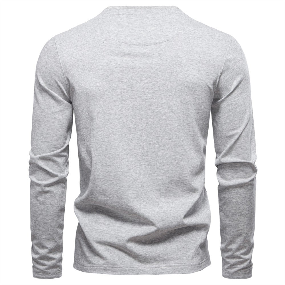 AIOPESON Men's Long SleeveT-shirt Fashion HIgh Quality Cotton t shirt for man button collar basic tshirt
