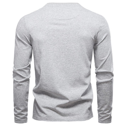 AIOPESON Men's Long SleeveT-shirt Fashion HIgh Quality Cotton t shirt for man button collar basic tshirt