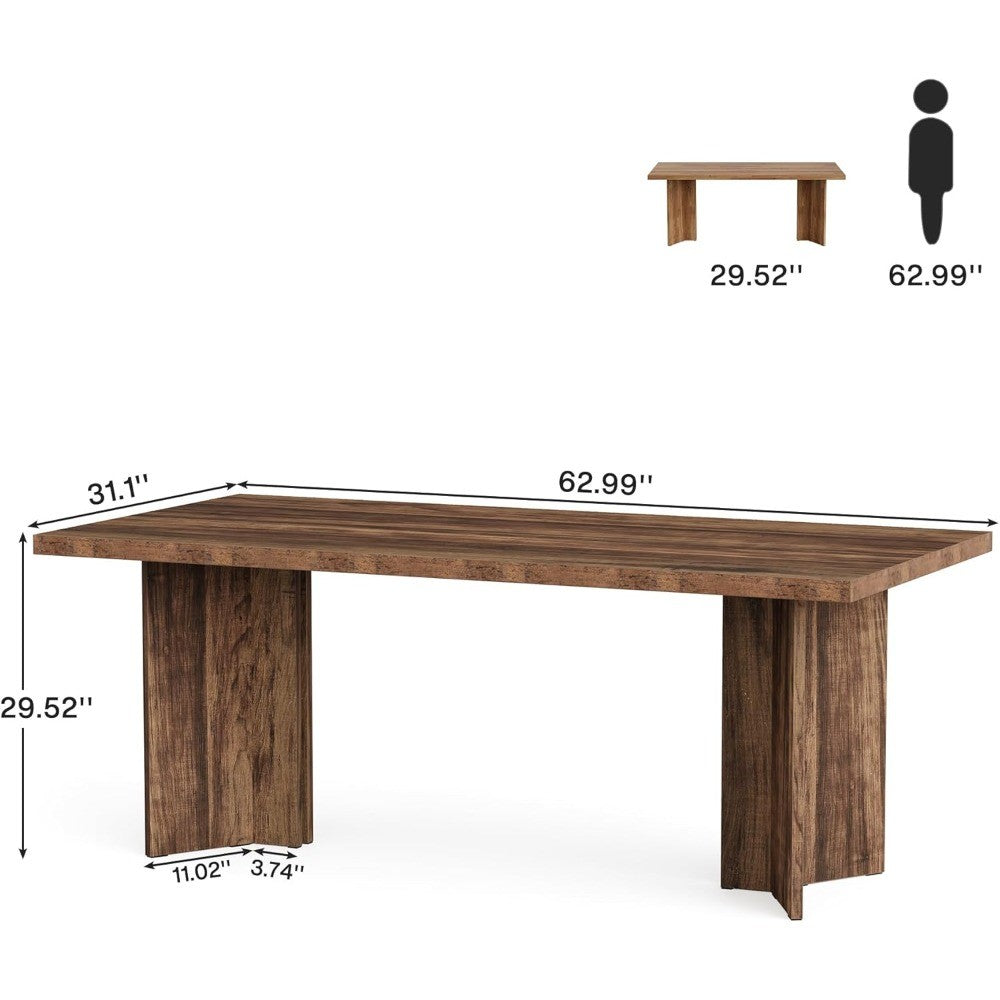 5.5FT Conference Table, 63-inch Rectangle Meeting Seminar Table, Large Wooden Business Tables for 4-6 People, Heavy Duty Pedest