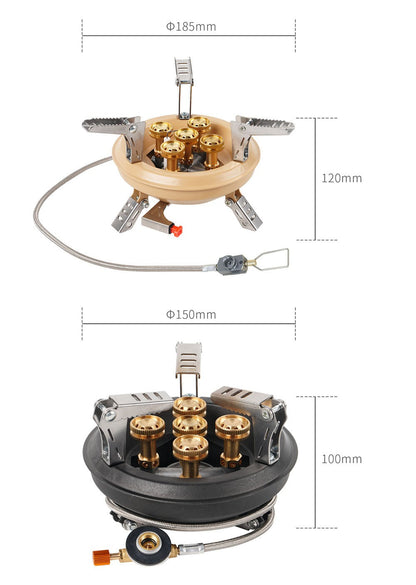 BRS-201A Five-core Fire Stove, Cassette Butane Liquefaction Portable High-power Gas Stove with Electronic Igniter Split Cooktops