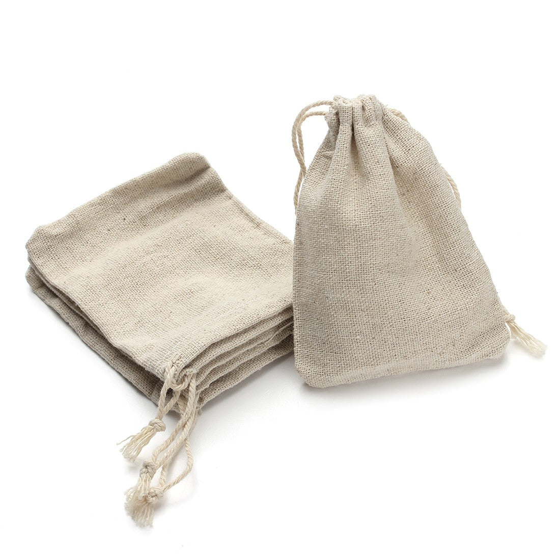 5-10Pcs/Lot Natural Linen Burlap Bags Jute Gift Bag Drawstring Gift Bags Ornament Pouch Cosmetic Washing Storage Candy Party Bag