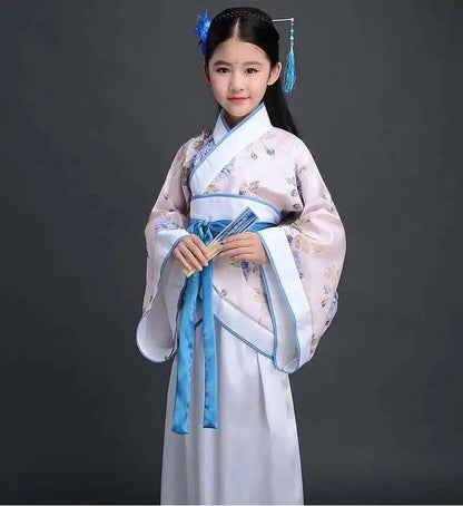 Hanfu Chinese Costume Girls Children Kimono Traditional Vintage Ethnic Fan Students Dance Halloween Japanese Yukata Kimono Style