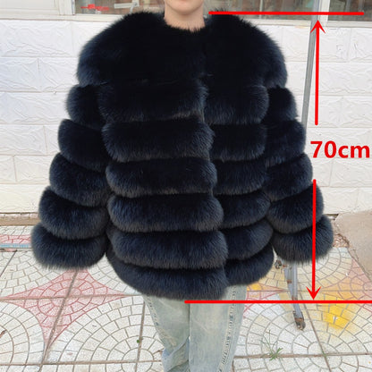 QUEENTINA Fox Fur 70cm Coat Real Winter Women'S New Fashion Furry 2025 Leather And Skin White Natural New In Coats & Jackets